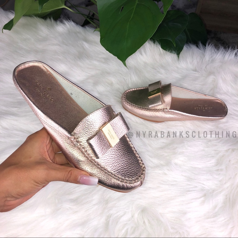 SOLD✨ -Kate Spade: Marsha Metallic Rose Gold Mules